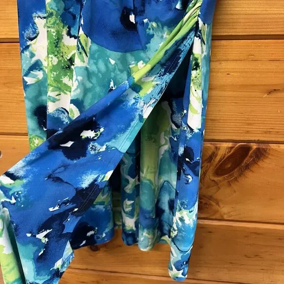 Lauren Ralph Lauren Floral V-Neck Sheath Dress, Ruched Waist Women's Size 10P - Picture 5 of 6